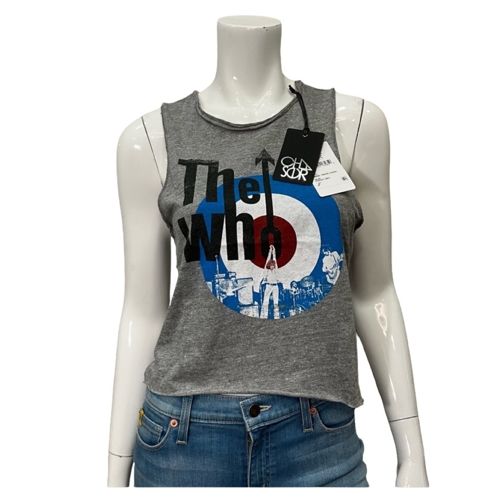 Chaser The Who Target Logo Graphic Muscle Tee Gray Rock Band Tank S